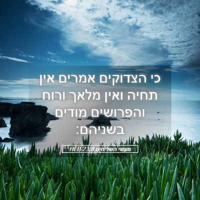 Picture 05 - מעשי השליחים 23:8 HEB - כי הצדוקים אמרים אין תחיה - Bible Verse Picture