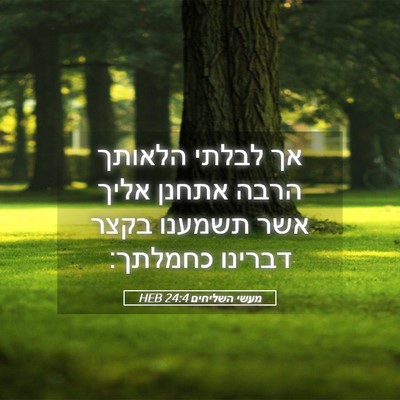 Picture 05 - מעשי השליחים 24:4 HEB - אך לבלתי הלאותך הרבה אתחנן - Bible Verse Picture