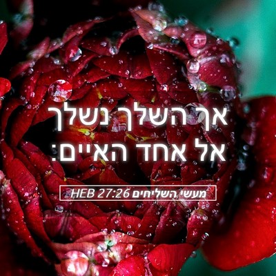 Picture 05 - מעשי השליחים 27:26 HEB - אך השלך נשלך אל אחד - Bible Verse Picture