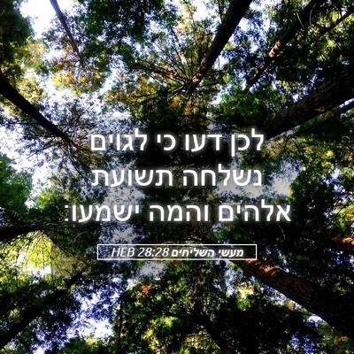 Picture 05 - מעשי השליחים 28:28 HEB - לכן דעו כי לגוים נשלחה - Bible Verse Picture