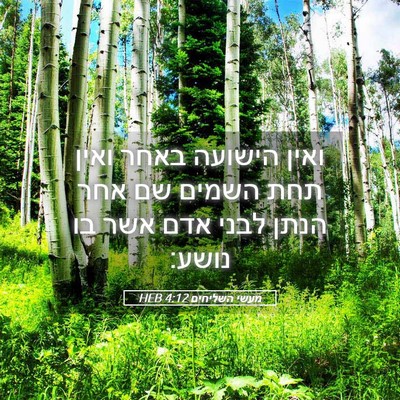 Picture 05 - מעשי השליחים 4:12 HEB - ואין הישועה באחר ואין תחת - Bible Verse Picture