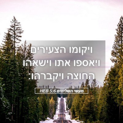 Picture 05 - מעשי השליחים 5:6 HEB - ויקומו הצעירים ויאספו אתו - Bible Verse Picture