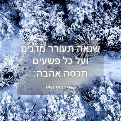 Picture 05 - משלי 10:12 HEB - שנאה תעורר מדנים ועל כל - Bible Verse Picture
