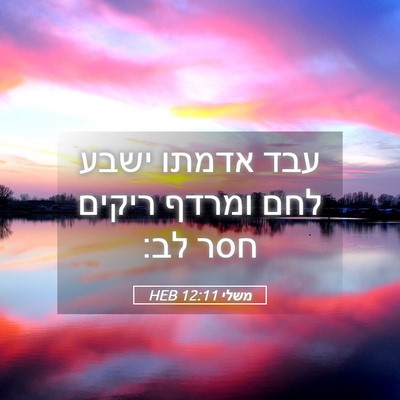 Picture 05 - משלי 12:11 HEB - עבד אדמתו ישבע לחם ומרדף - Bible Verse Picture
