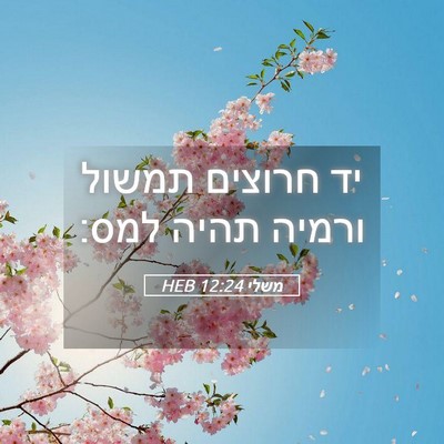 Picture 05 - משלי 12:24 HEB - יד חרוצים תמשול ורמיה תהיה - Bible Verse Picture