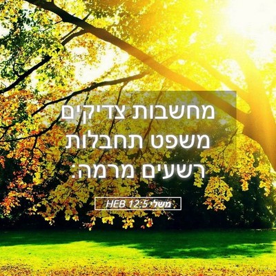 Picture 05 - משלי 12:5 HEB - מחשבות צדיקים משפט תחבלות - Bible Verse Picture