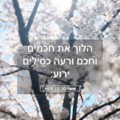 Picture 05 - משלי 13:20 HEB - הלוך את חכמים וחכם ורעה - Bible Verse Picture