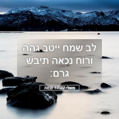 Picture 05 - משלי 17:22 HEB - לב שמח ייטב גהה ורוח נכאה - Bible Verse Picture