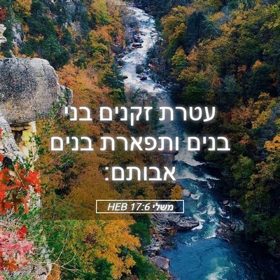 Picture 05 - משלי 17:6 HEB - עטרת זקנים בני בנים ותפארת - Bible Verse Picture