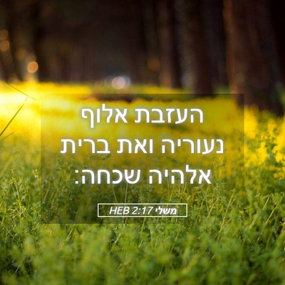 Picture 05 - משלי 2:17 HEB - העזבת אלוף נעוריה ואת ברית - Bible Verse Picture