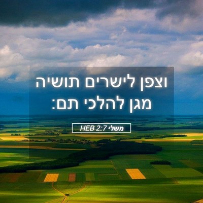 Picture 05 - משלי 2:7 HEB - וצפן לישרים תושיה מגן - Bible Verse Picture