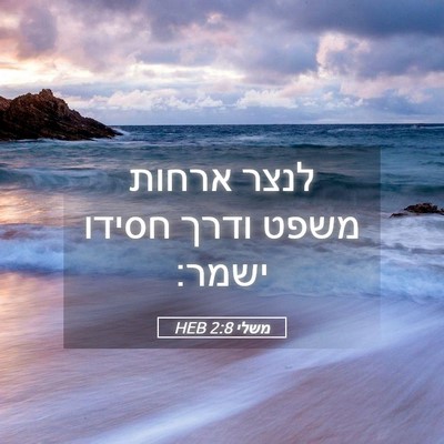 Picture 05 - משלי 2:8 HEB - לנצר ארחות משפט ודרך חסידו - Bible Verse Picture