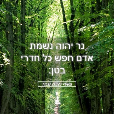 Picture 05 - משלי 20:27 HEB - נר יהוה נשמת אדם חפש כל - Bible Verse Picture