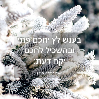 Picture 05 - משלי 21:11 HEB - בענש לץ יחכם פתי ובהשכיל - Bible Verse Picture