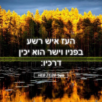 Picture 05 - משלי 21:29 HEB - העז איש רשע בפניו וישר הוא - Bible Verse Picture
