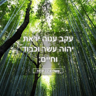 Picture 05 - משלי 22:4 HEB - עקב ענוה יראת יהוה עשר - Bible Verse Picture