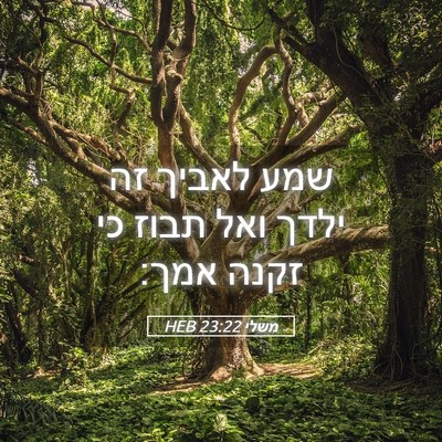 Picture 05 - משלי 23:22 HEB - שמע לאביך זה ילדך ואל תבוז - Bible Verse Picture