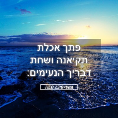 Picture 05 - משלי 23:8 HEB - פתך אכלת תקיאנה ושחת דבריך - Bible Verse Picture