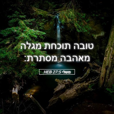 Picture 05 - משלי 27:5 HEB - טובה תוכחת מגלה מאהבה - Bible Verse Picture