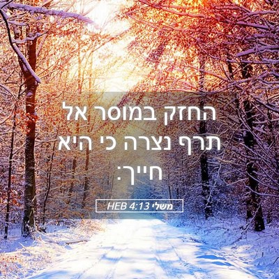 Picture 05 - משלי 4:13 HEB - החזק במוסר אל תרף נצרה כי - Bible Verse Picture