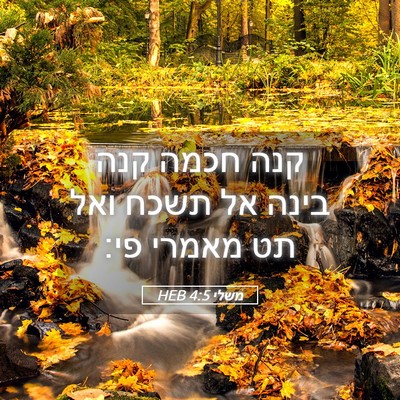 Picture 05 - משלי 4:5 HEB - קנה חכמה קנה בינה אל תשכח - Bible Verse Picture