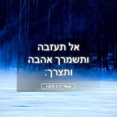Picture 05 - משלי 4:6 HEB - אל תעזבה ותשמרך אהבה - Bible Verse Picture