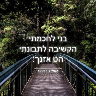 Picture 05 - משלי 5:1 HEB - בני לחכמתי הקשיבה לתבונתי - Bible Verse Picture