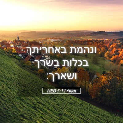 Picture 05 - משלי 5:11 HEB - ונהמת באחריתך בכלות בשרך - Bible Verse Picture