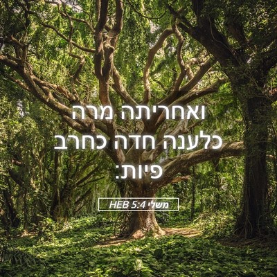 Picture 05 - משלי 5:4 HEB - ואחריתה מרה כלענה חדה כחרב - Bible Verse Picture