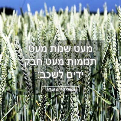 Picture 05 - משלי 6:10 HEB - מעט שנות מעט תנומות מעט חבק - Bible Verse Picture