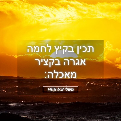 Picture 05 - משלי 6:8 HEB - תכין בקיץ לחמה אגרה בקציר - Bible Verse Picture