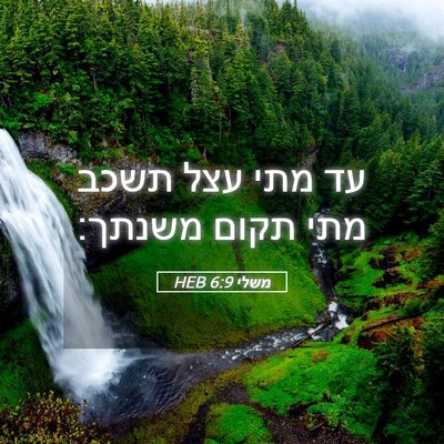 Picture 05 - משלי 6:9 HEB - עד מתי עצל תשכב מתי תקום - Bible Verse Picture
