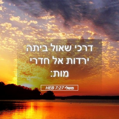 Picture 05 - משלי 7:27 HEB - דרכי שאול ביתה ירדות אל - Bible Verse Picture