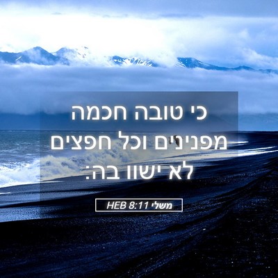 Picture 05 - משלי 8:11 HEB - כי טובה חכמה מפנינים וכל - Bible Verse Picture