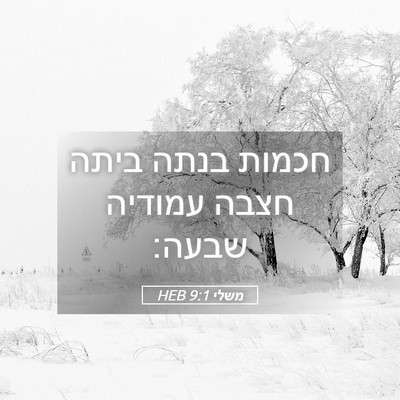 Picture 05 - משלי 9:1 HEB - חכמות בנתה ביתה חצבה - Bible Verse Picture