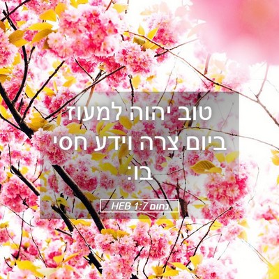 Picture 05 - נחום 1:7 HEB - טוב יהוה למעוז ביום צרה - Bible Verse Picture