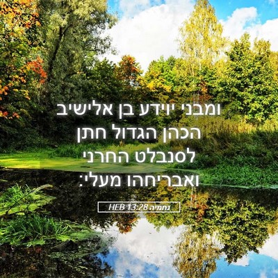 Picture 05 - נחמיה 13:28 HEB - ומבני יוידע בן אלישיב הכהן - Bible Verse Picture