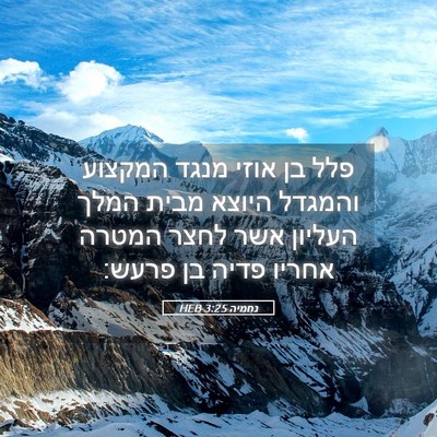 Picture 05 - נחמיה 3:25 HEB - פלל בן אוזי מנגד המקצוע - Bible Verse Picture