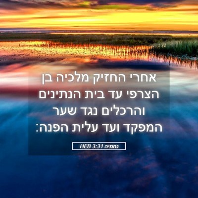 Picture 05 - נחמיה 3:31 HEB - אחרי החזיק מלכיה בן הצרפי - Bible Verse Picture