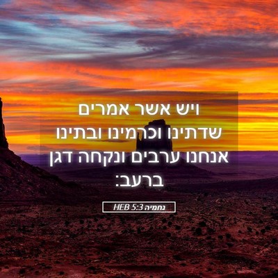 Picture 05 - נחמיה 5:3 HEB - ויש אשר אמרים שדתינו - Bible Verse Picture
