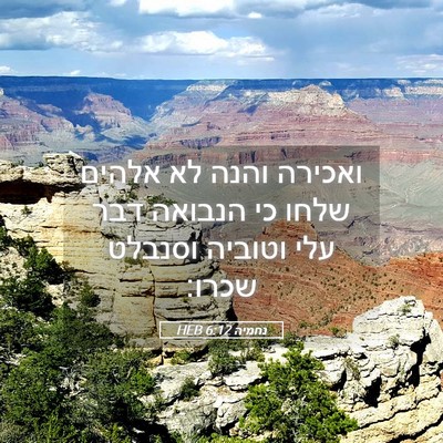 Picture 05 - נחמיה 6:12 HEB - ואכירה והנה לא אלהים שלחו - Bible Verse Picture