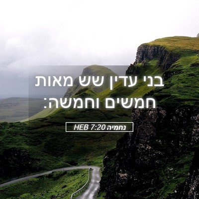 Picture 05 - נחמיה 7:20 HEB - בני עדין שש מאות חמשים - Bible Verse Picture