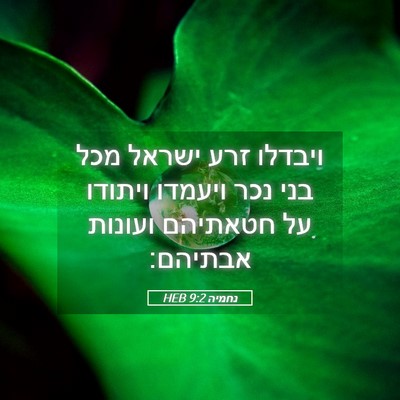 Picture 05 - נחמיה 9:2 HEB - ויבדלו זרע ישראל מכל בני - Bible Verse Picture
