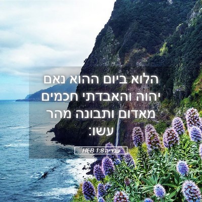 Picture 05 - עבדיה 1:8 HEB - הלוא ביום ההוא נאם יהוה - Bible Verse Picture