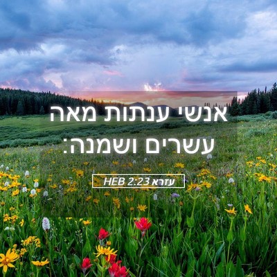 Picture 05 - עזרא 2:23 HEB - אנשי ענתות מאה עשרים - Bible Verse Picture