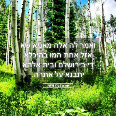 Picture 05 - עזרא 5:15 HEB - ואמר לה אלה מאניא שא אזל - Bible Verse Picture