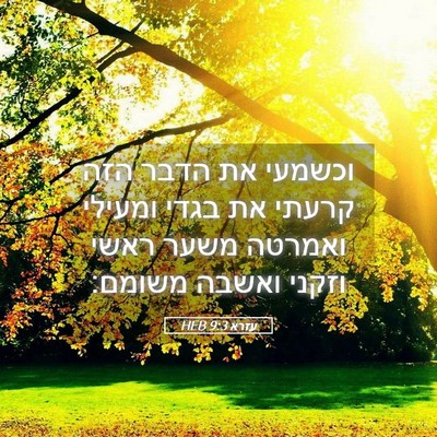 Picture 05 - עזרא 9:3 HEB - וכשמעי את הדבר הזה קרעתי את - Bible Verse Picture
