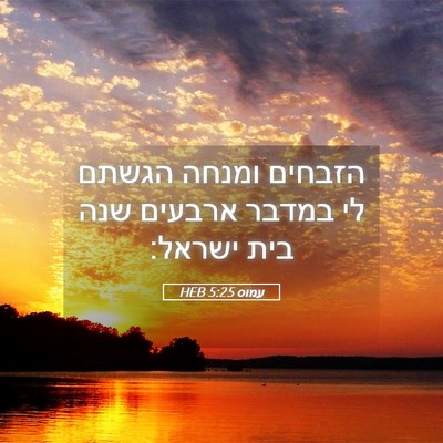 Picture 05 - עמוס 5:25 HEB - הזבחים ומנחה הגשתם לי - Bible Verse Picture