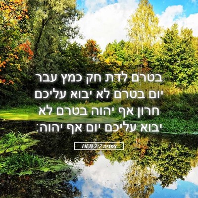 Picture 05 - צפניה 2:2 HEB - בטרם לדת חק כמץ עבר יום - Bible Verse Picture