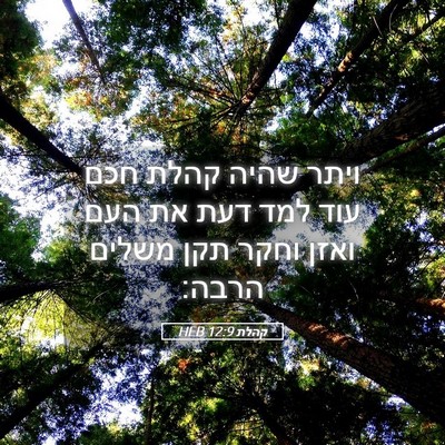 Picture 05 - קהלת 12:9 HEB - ויתר שהיה קהלת חכם עוד למד - Bible Verse Picture